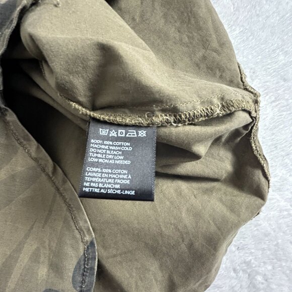 Staring At Stars Womens Medium Green Snap Front Shoulder Tab Camo Shirt Pockets - Picture 4 of 7